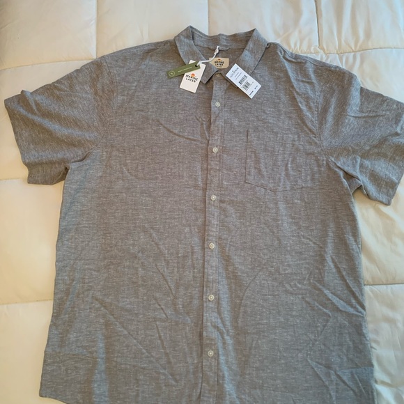 NWT Marine Layer Button Down Short Sleeve Shirt Heather Grey Men’s Size XXL - Picture 6 of 7